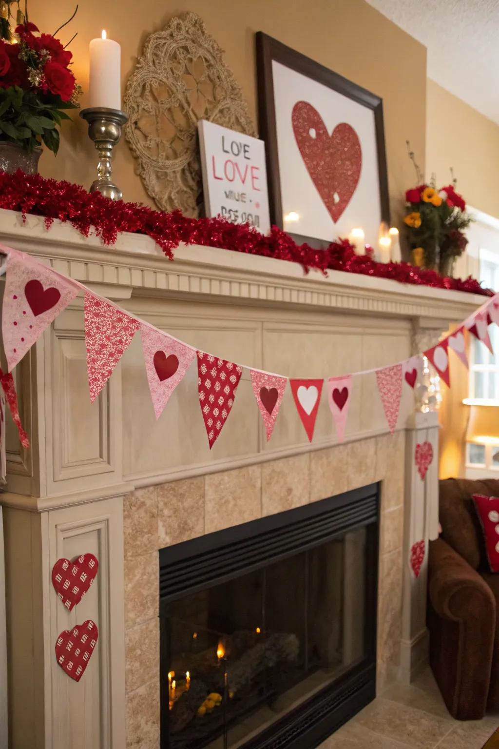 Transform your mantel into your home's heart with romantic Love Day decorations.