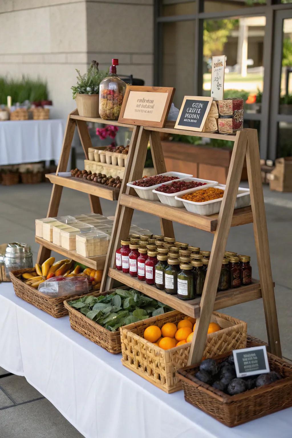 By using multi-tiered shelving, you can maximize visual engagement.
