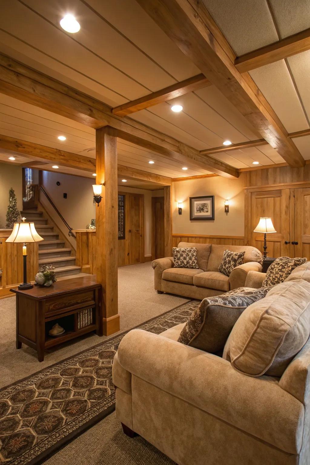 A comfortable living space with soft seating and inviting lighting.