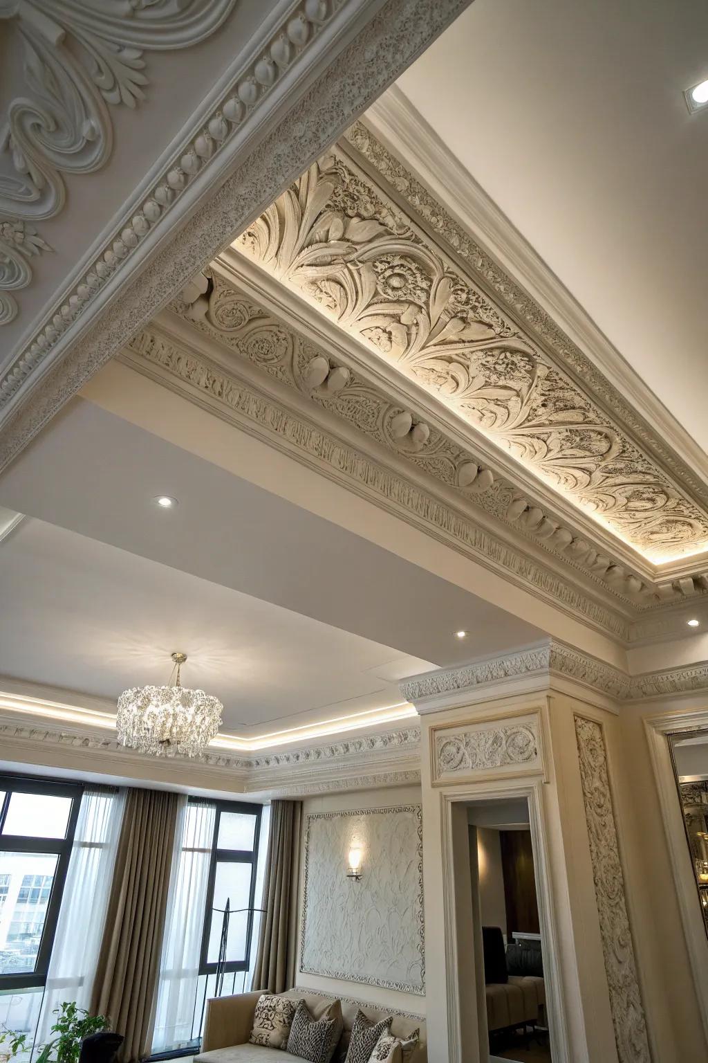 Ornate ceiling corner molding for a polished look