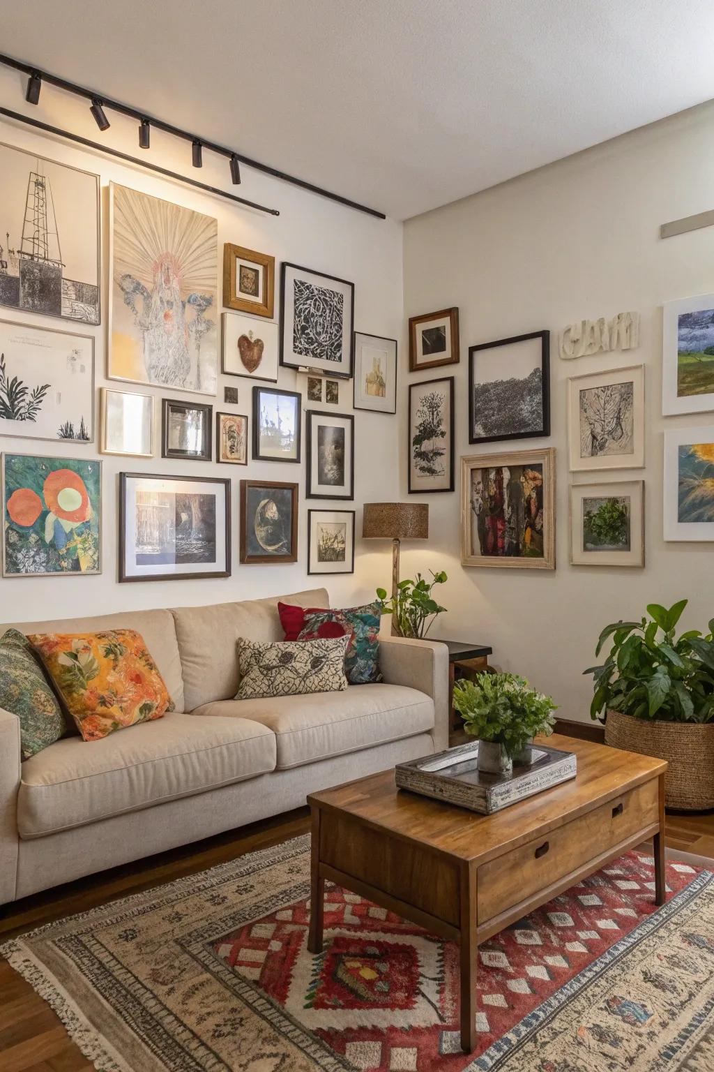 A gallery wall illustrating your individual style and memories.