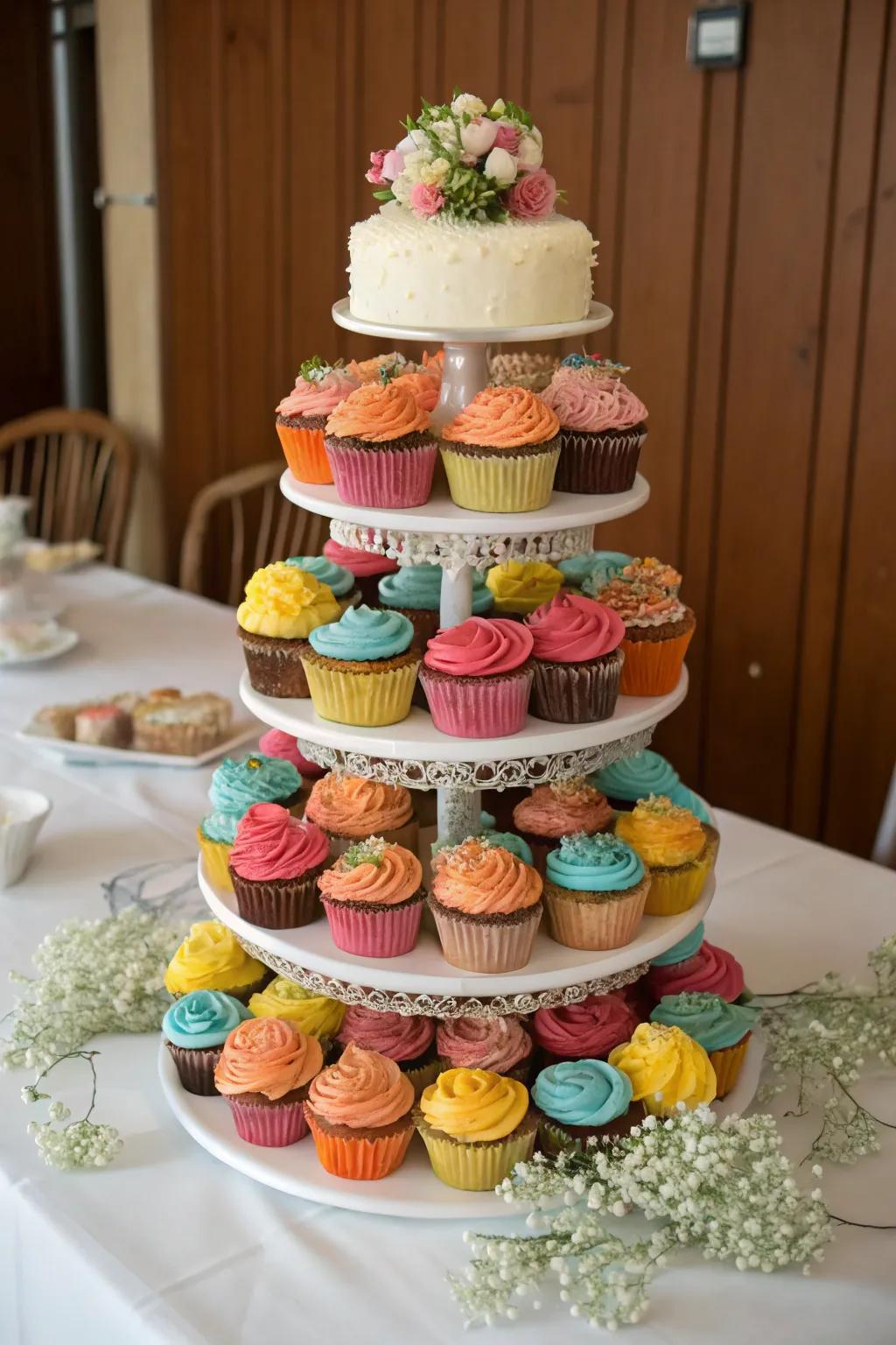 A classic stacked cake display that perfectly fits any wedding theme.
