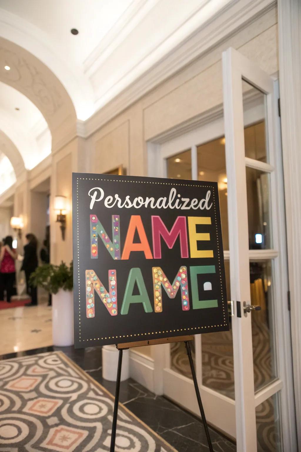 A personalized name display offers a sincere welcome.
