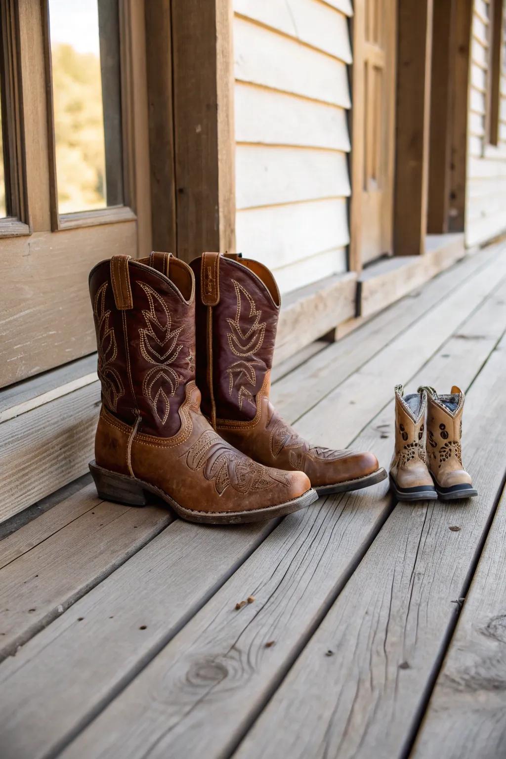 Cowboy boots create an adorable family-themed reveal.