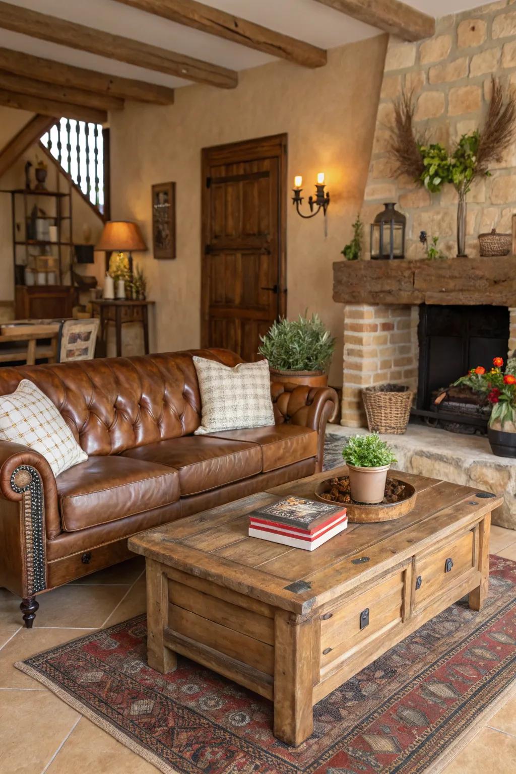 Hide and timber lay the foundation for an authentic Western mood.