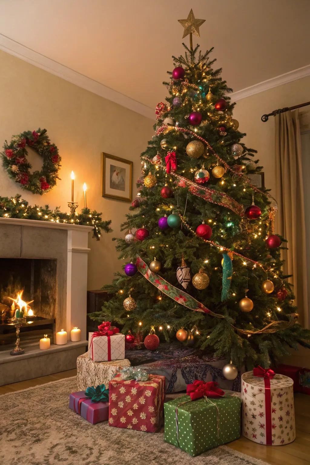 A vibrant and joyful Christmas tree