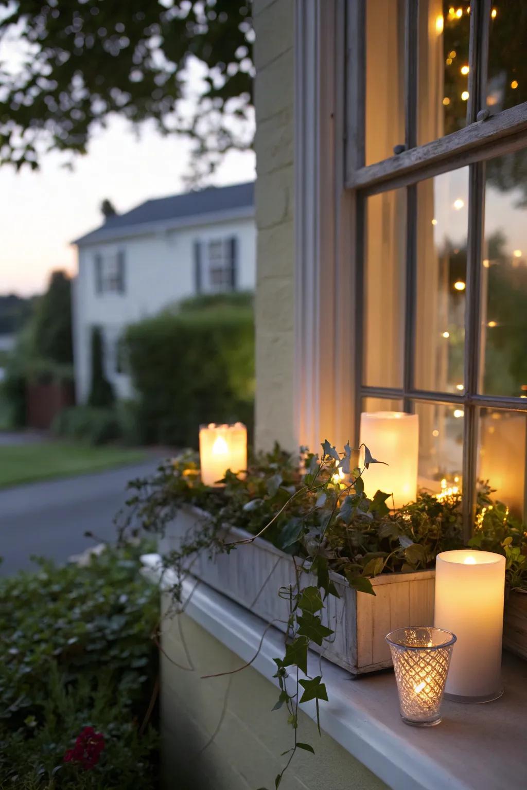 Craft an inviting setting using LED candles in your window box