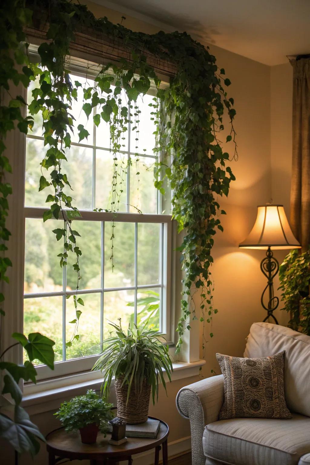 Surround your windows with greenery to create an invigorating, natural atmosphere.