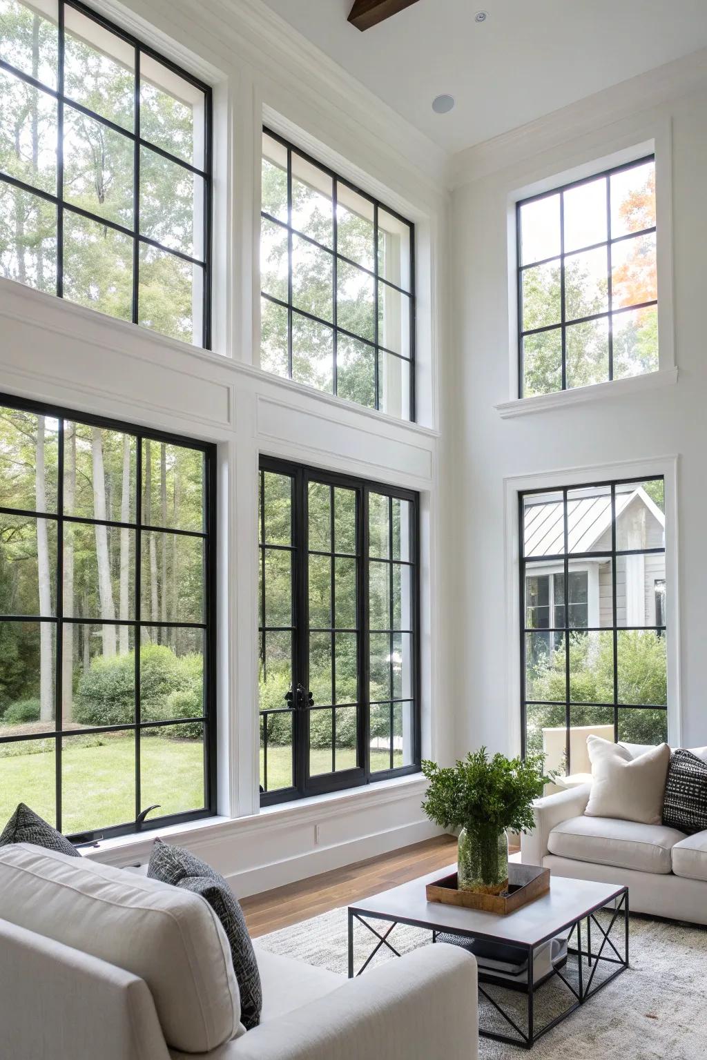 Onyx window trim adds a cutting-edge touch to a radiant living space.
