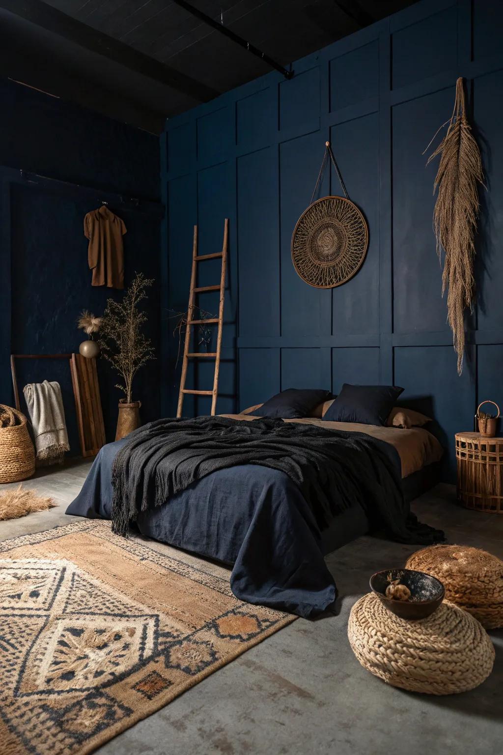 Deep hues lay the foundation for a genuinely captivating witchy bedroom.