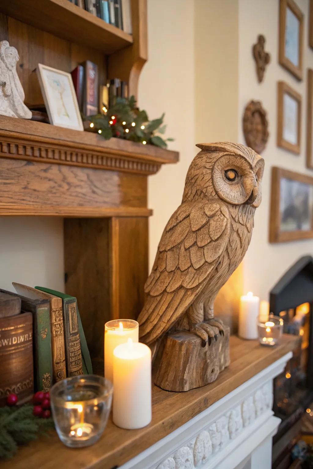 Invite the outdoors in with an enchanting wooden owl creation.
