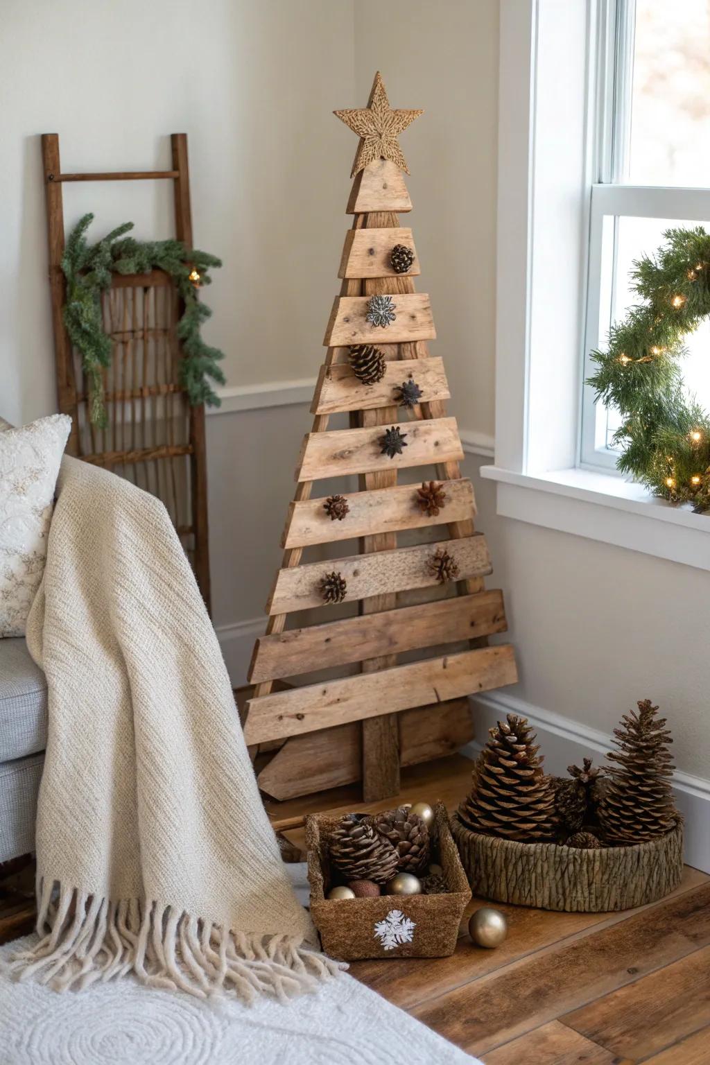 A country-style wood panel tree placed carefully in a comfortable area.