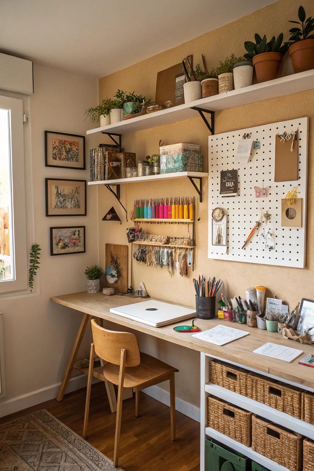 Vertical solutions offer an organized and spacious studio environment.