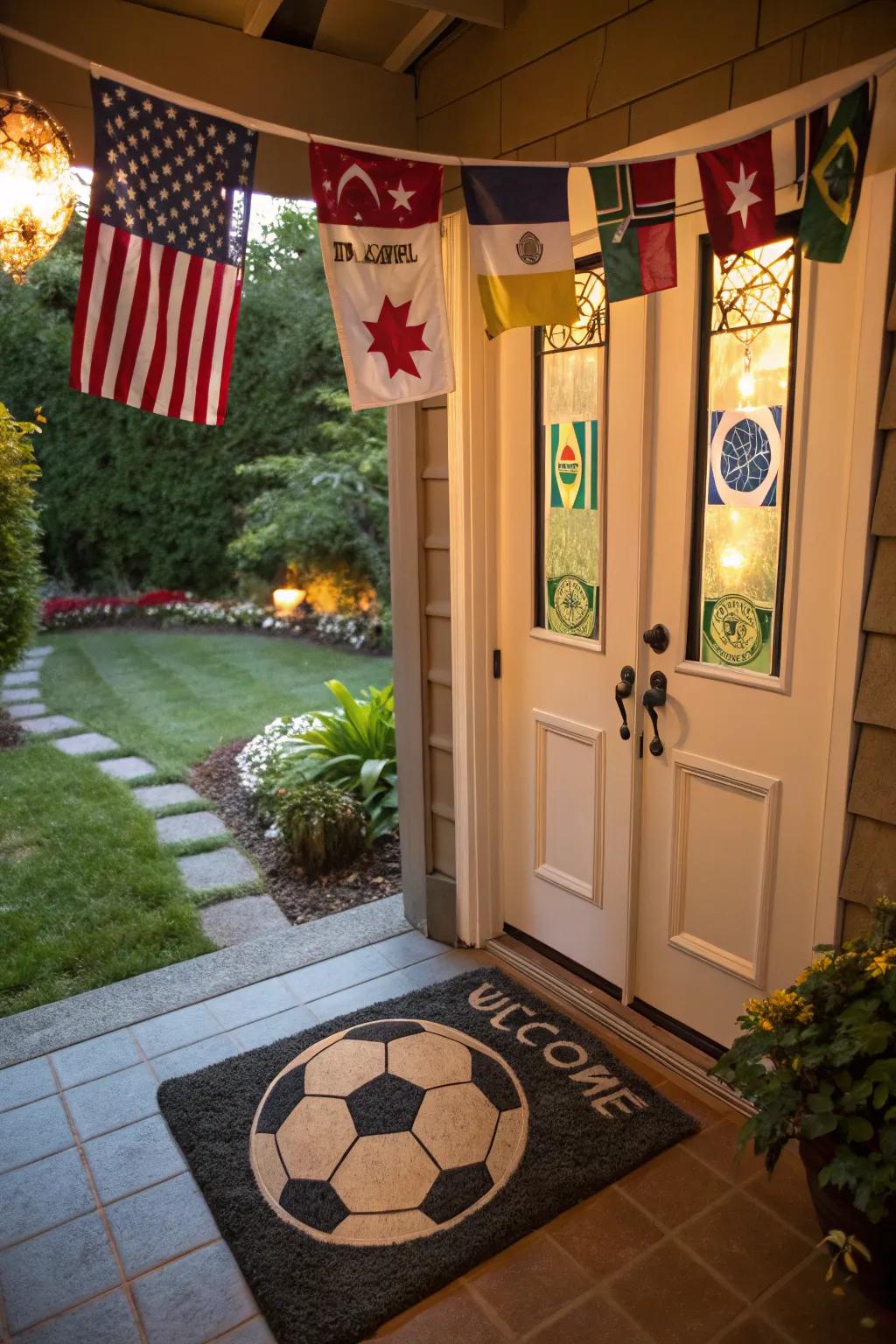 A joyful entrance that starts the football mood as soon as you arrive.
