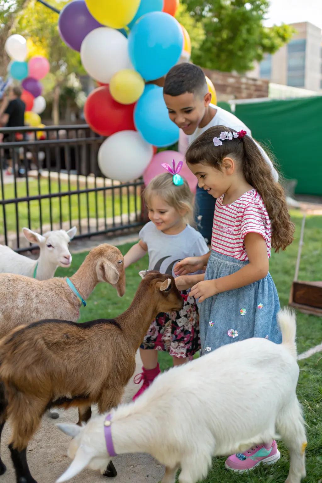 A petting zoo presents a charming surprise for the young attendees at your party.