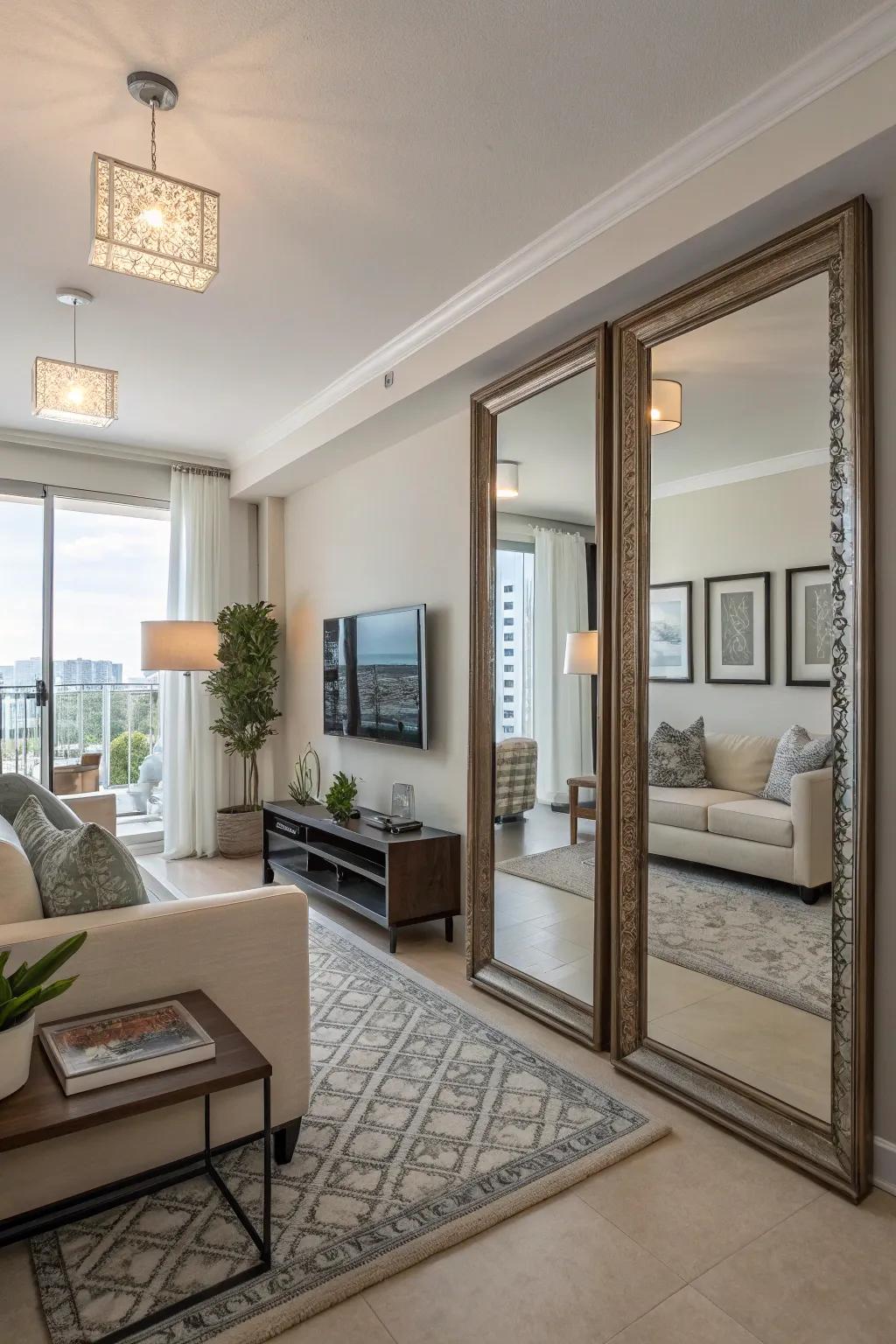 Mirrors can dramatically expand and brighten your living area.