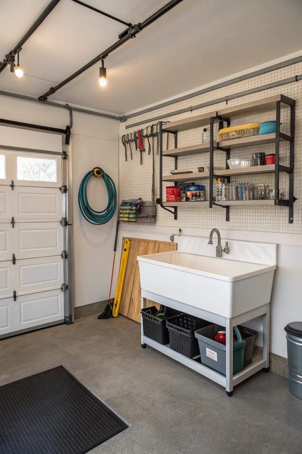 With a garage utility sink, cleaning is simplified.