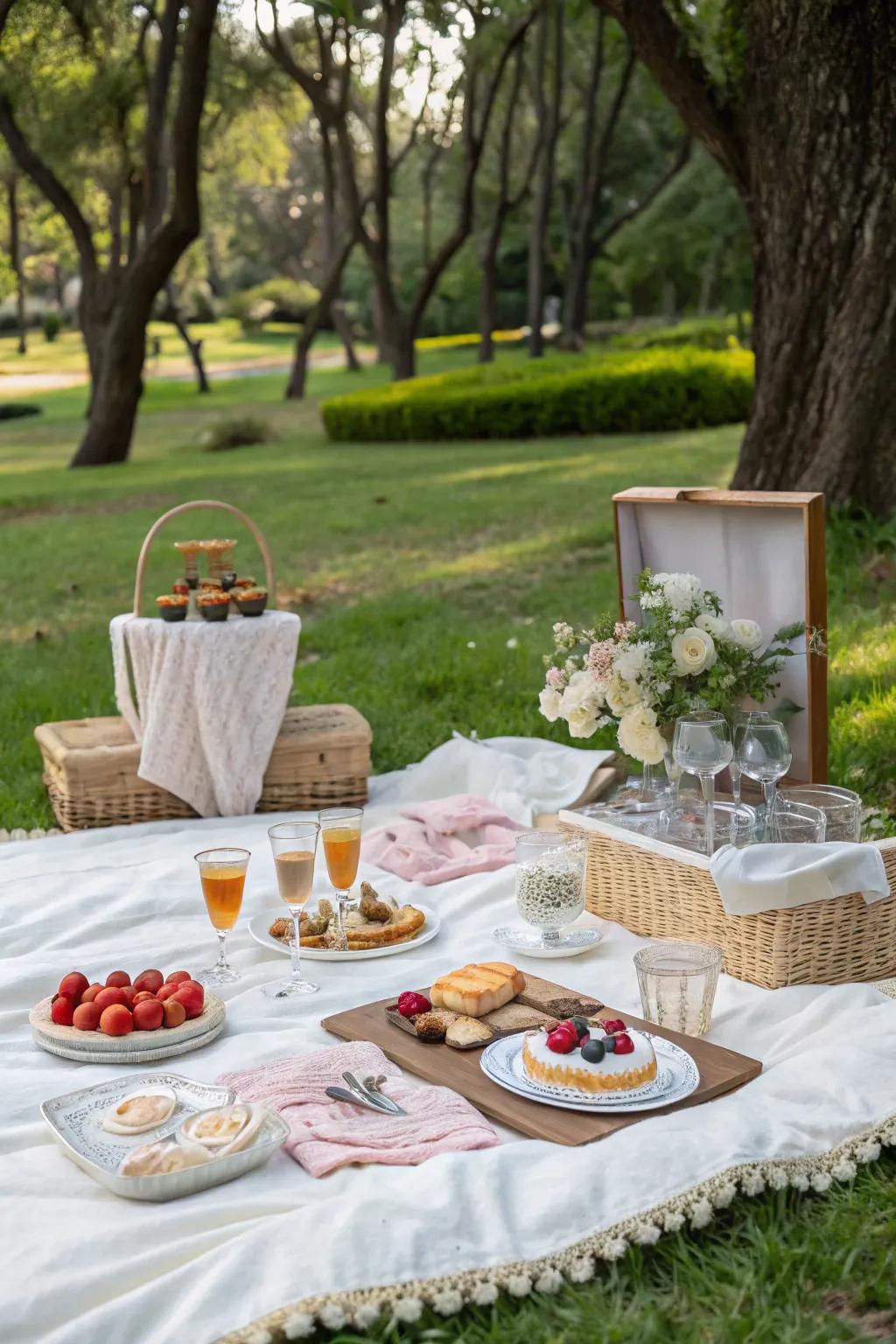 Loosen up and enjoy a gourmet outdoor meal at a beautiful park.
