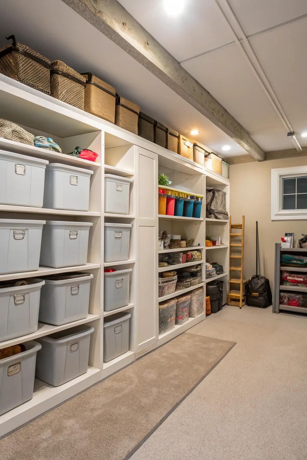 Make the most of your basement space with clever storage options.