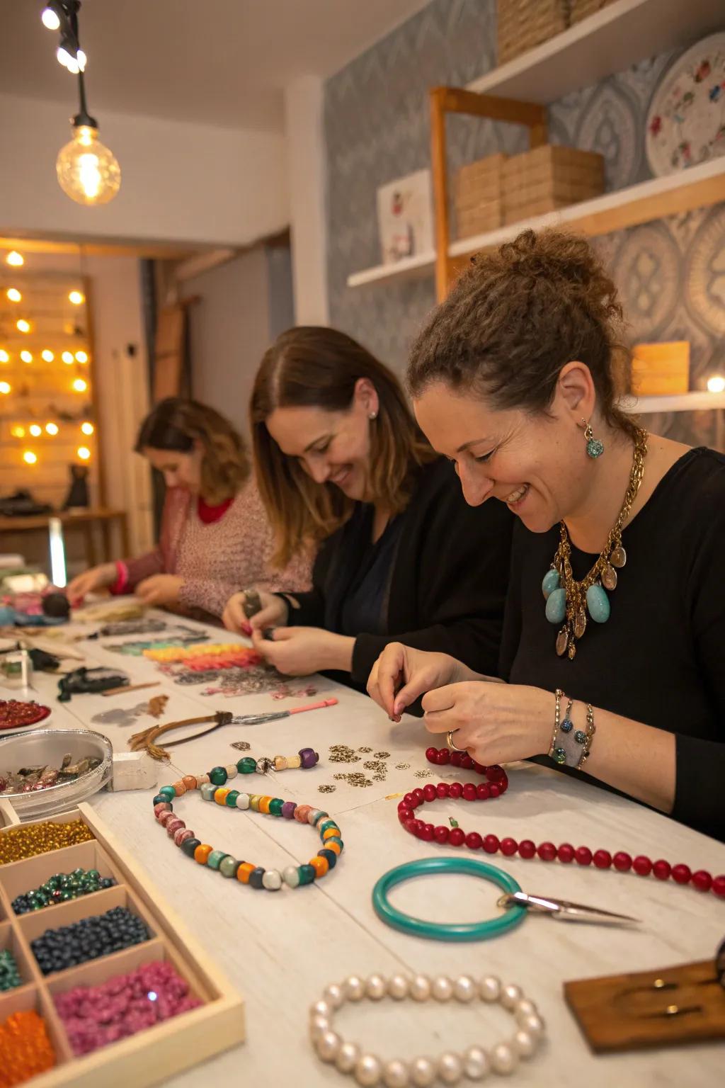 Craft unique keepsakes at a jewelry creation party.