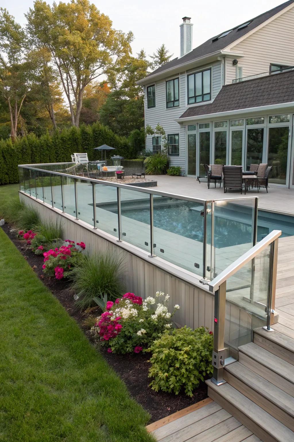 Clear screens create a modern, open sensation for your deck.