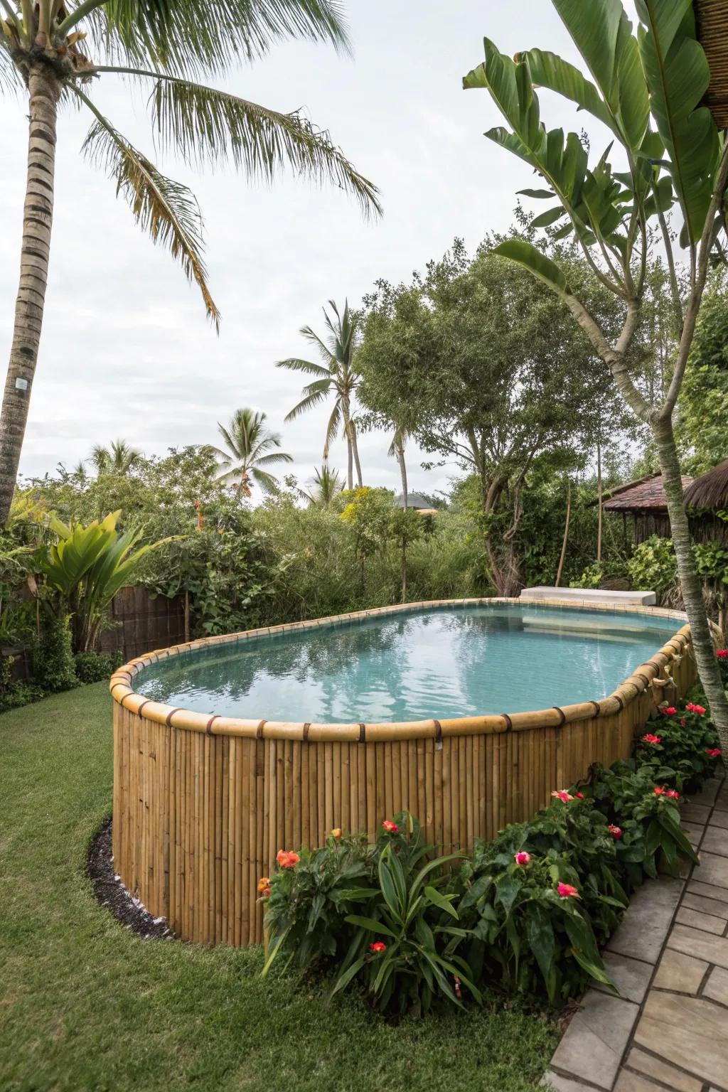Fill your pool area with a sustainable touch using bamboo skirting.