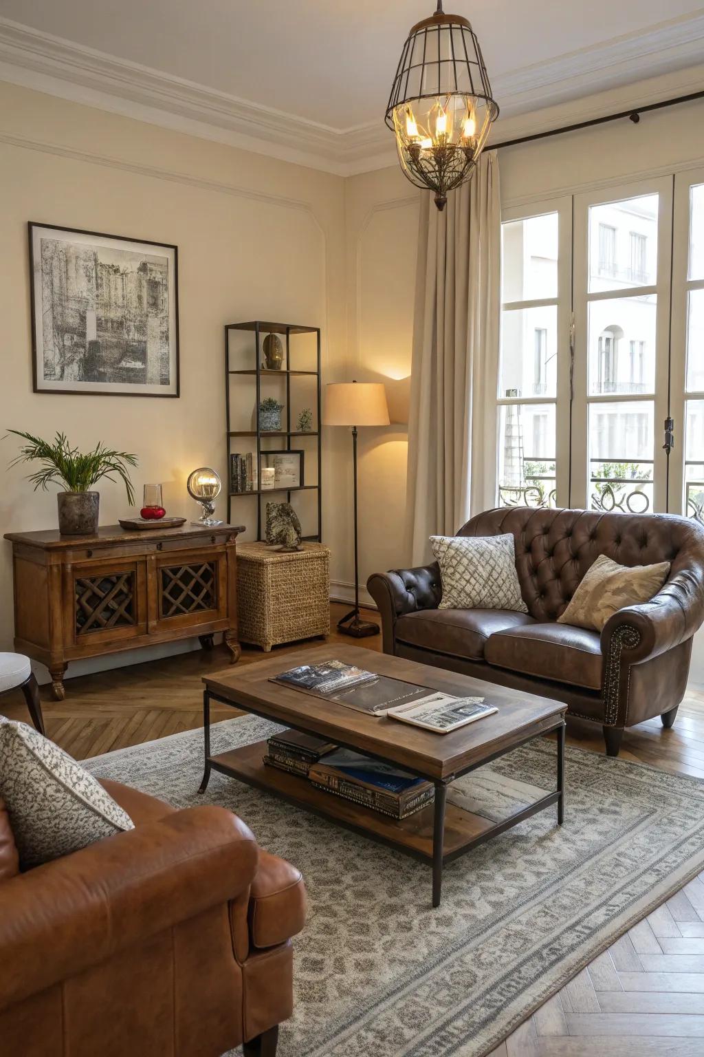 A living space blending classic charm with modern style.