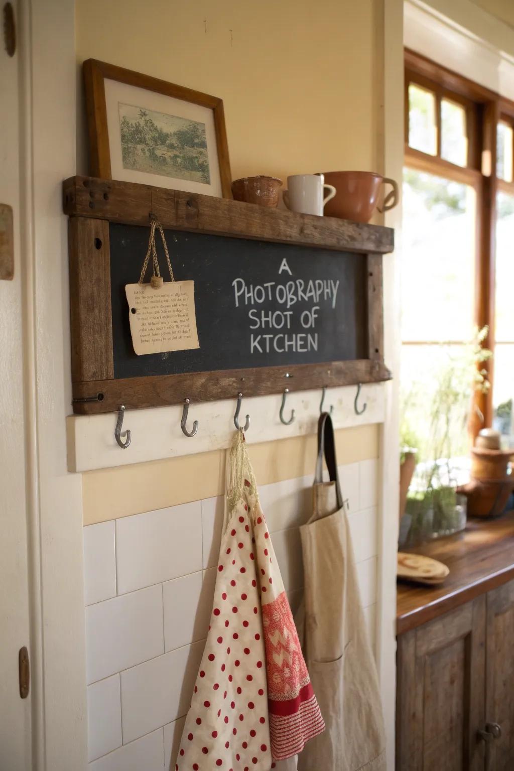 A chalkboard apron display sustains both panache and utility.