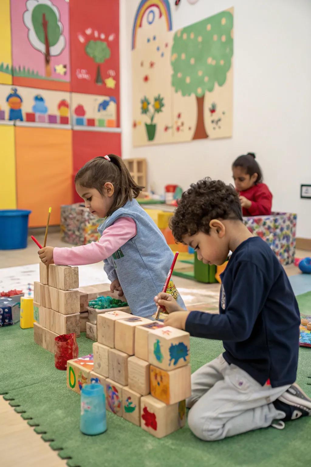 Art meets fun through creative block painting.