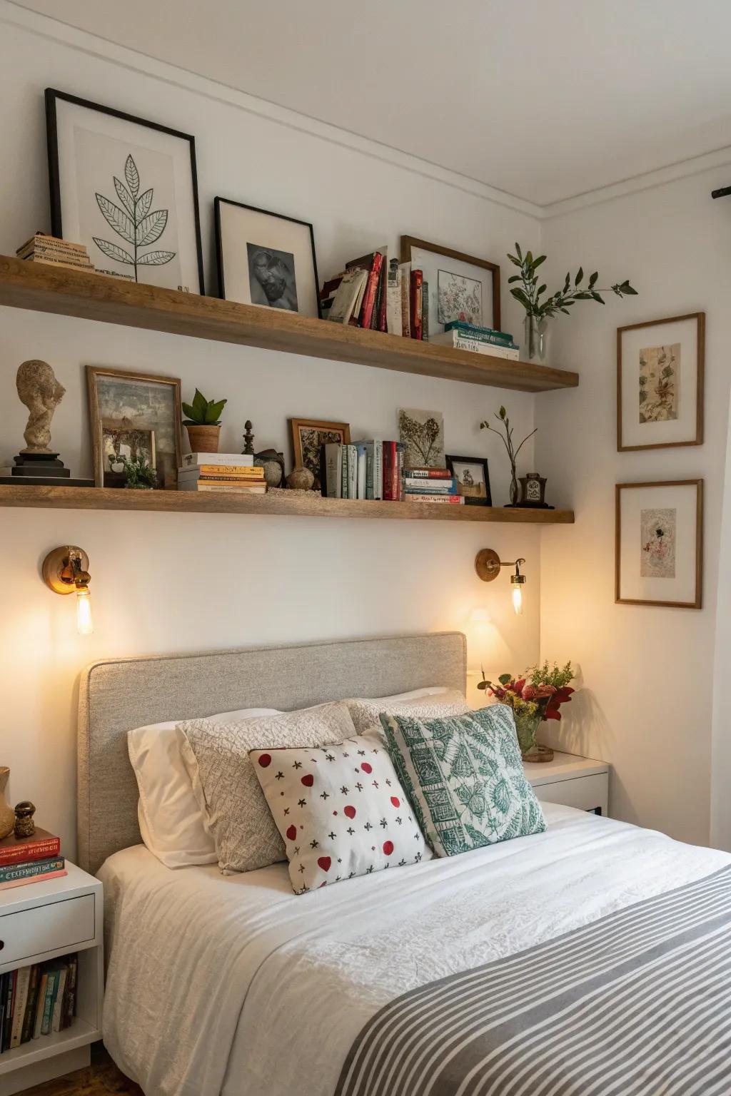 Flex your visual style using unseen shelves for art and décor.