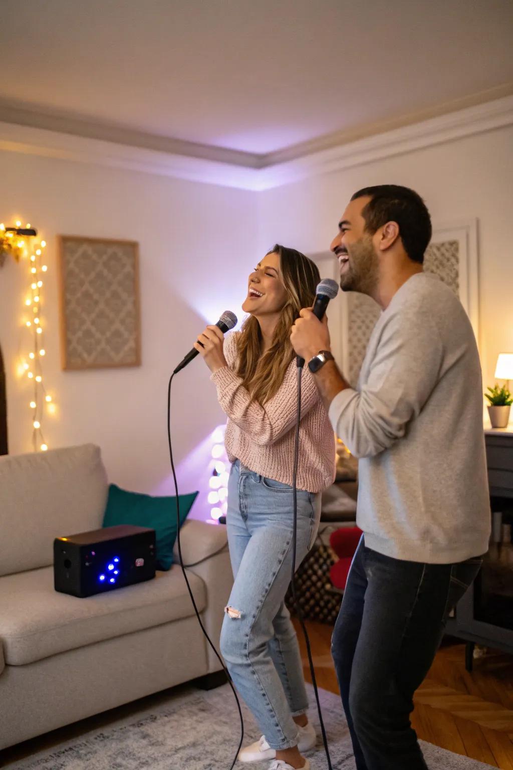 Perform your favorite songs during a sing-along evening at home.