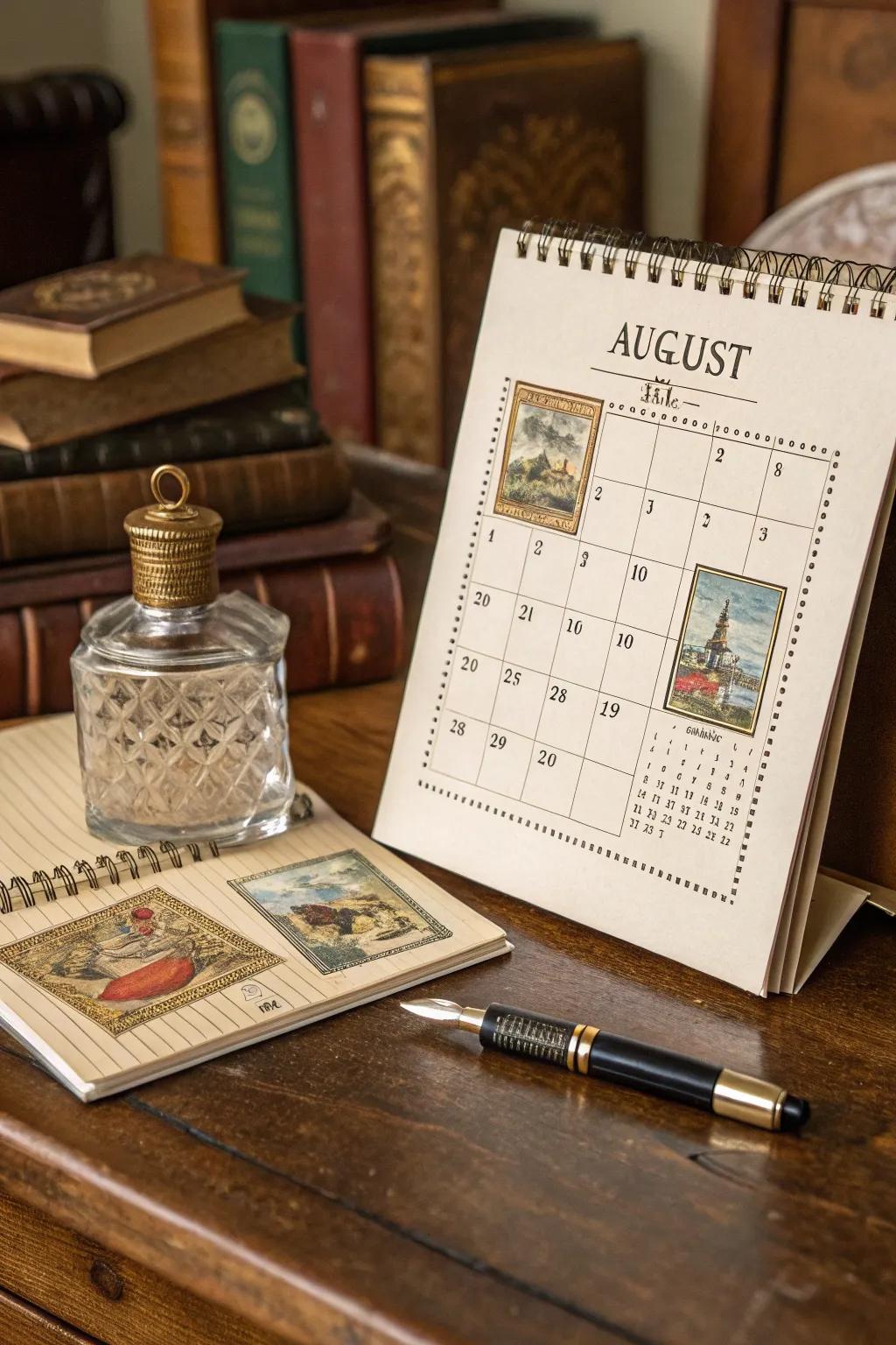 Travel to a different time with a retro postcard-inspired calendar.