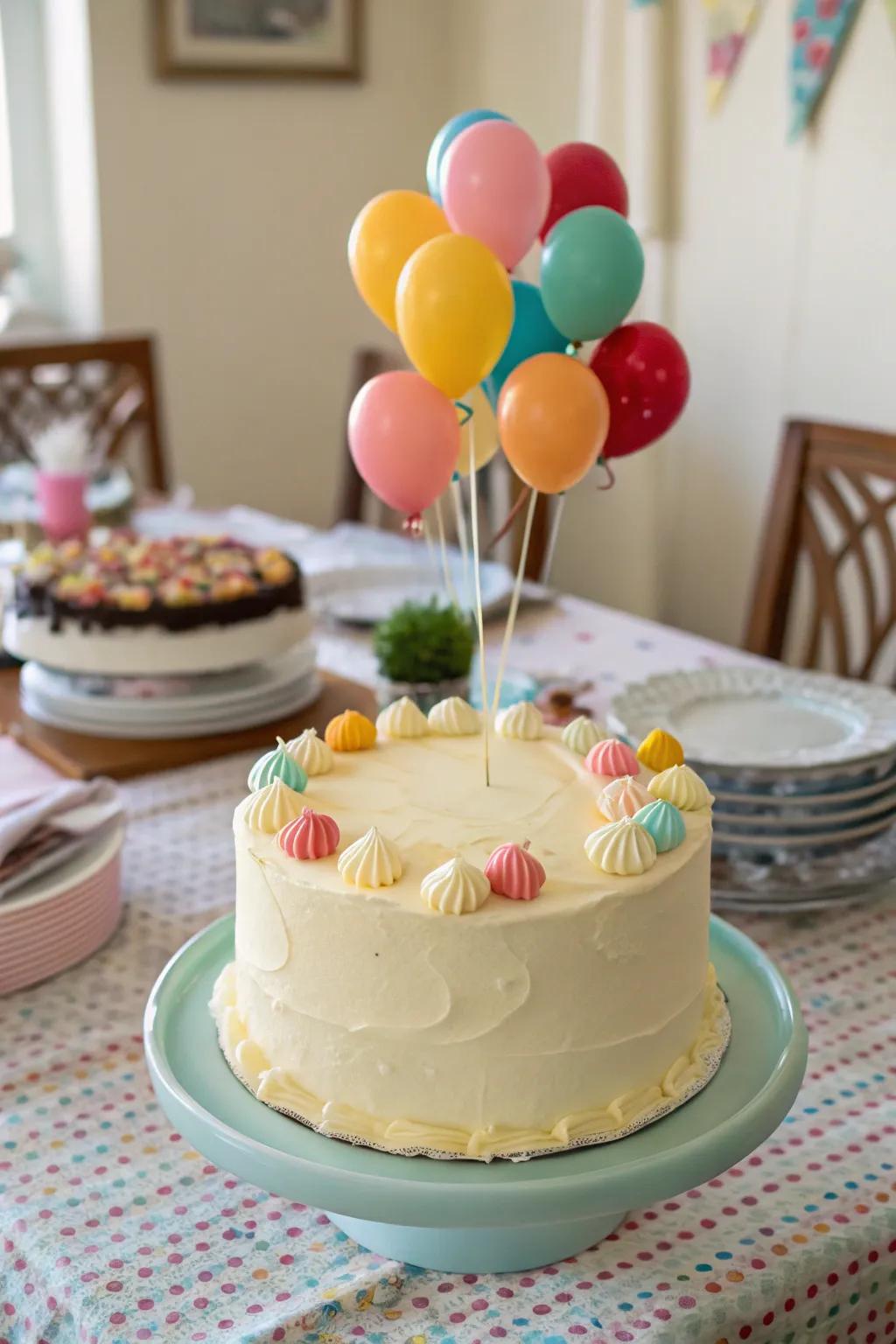 Happy fondant balloons include color and elevation.