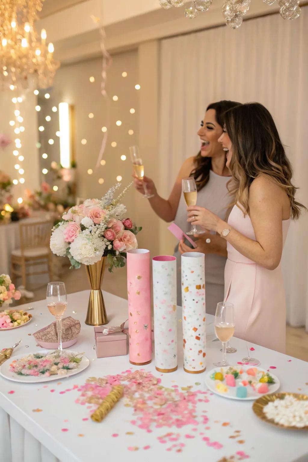 Confetti blasters add surprise and joy to the party.