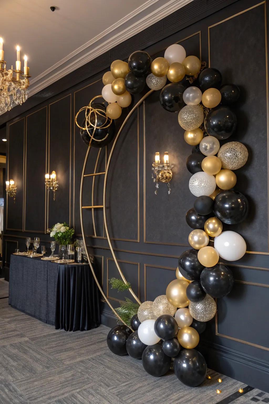 Black and gold make a stylish and sophisticated atmosphere.