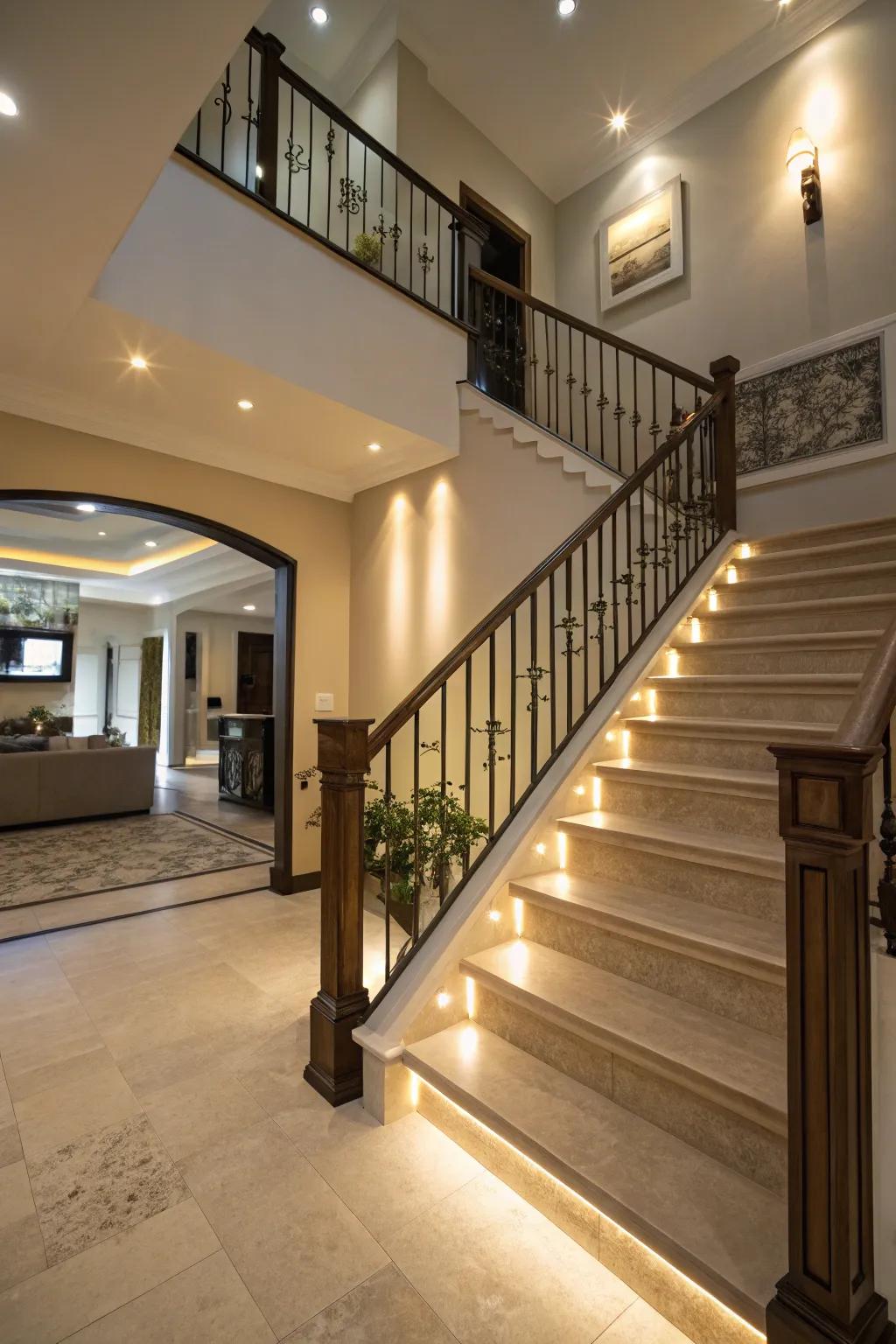 Elegance is enhanced with lighting accents.