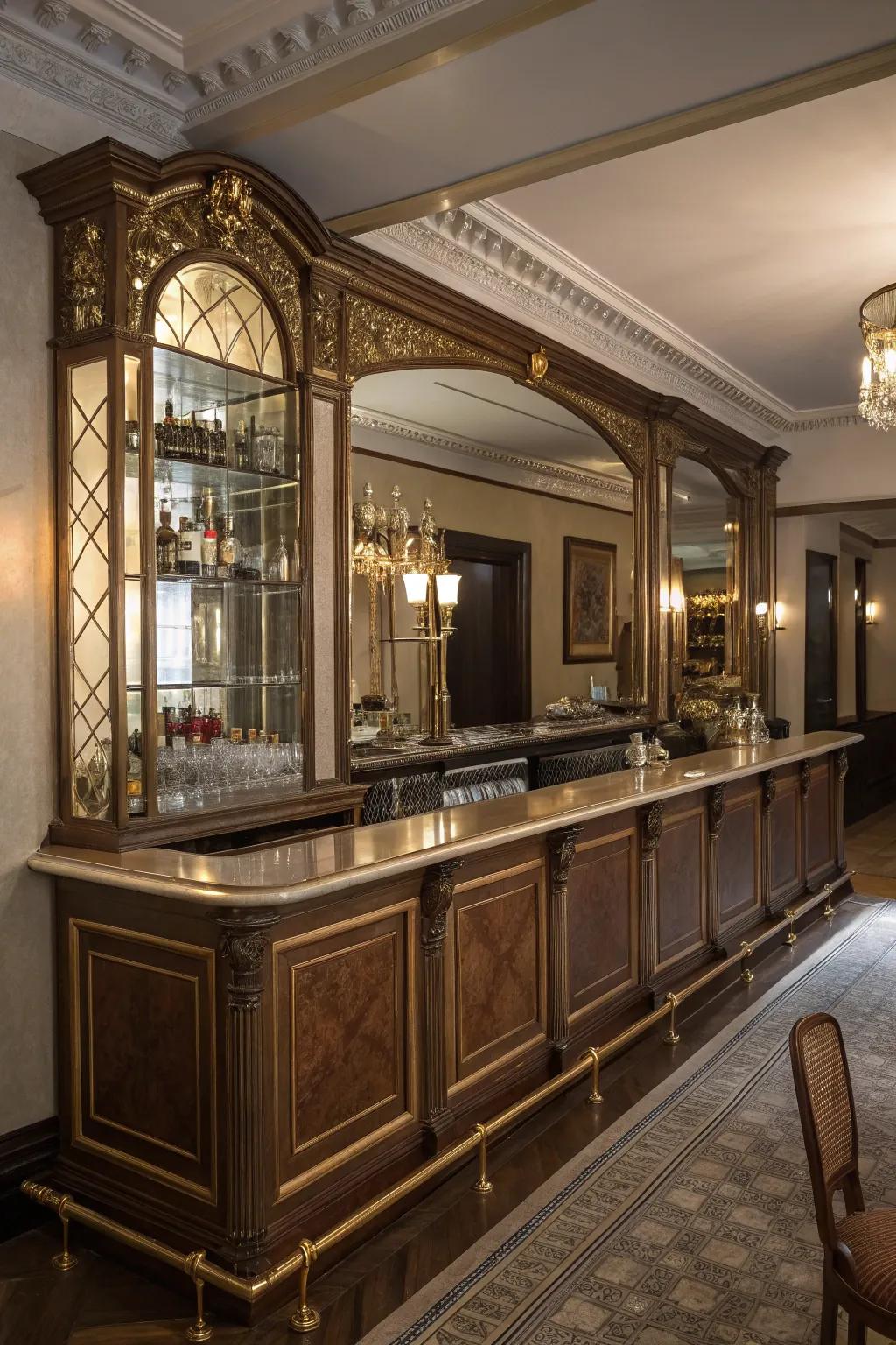 Vintage glamour bar radiating antique charm.