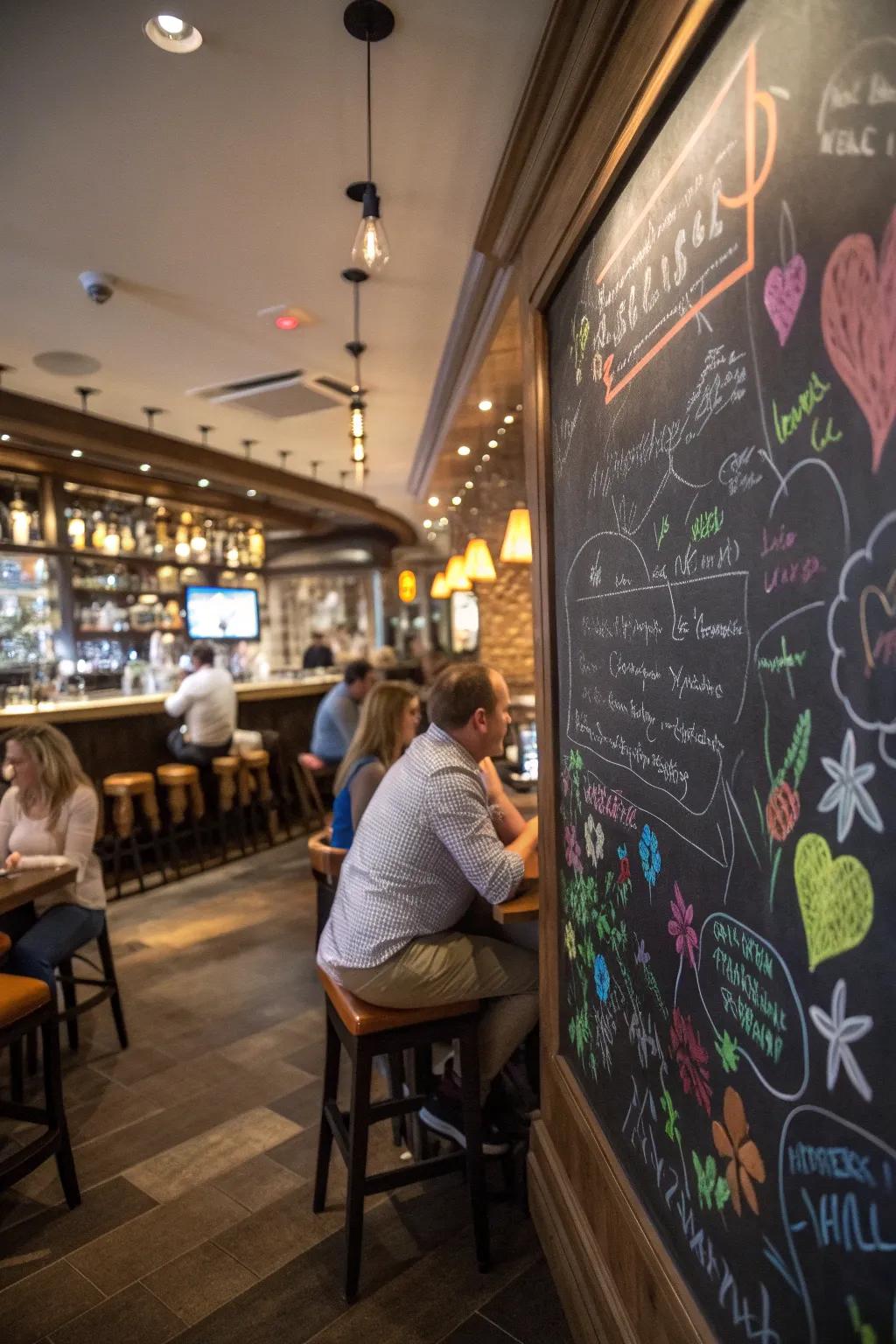 Interactive chalkboards cultivate an enjoyable and engaging environment.