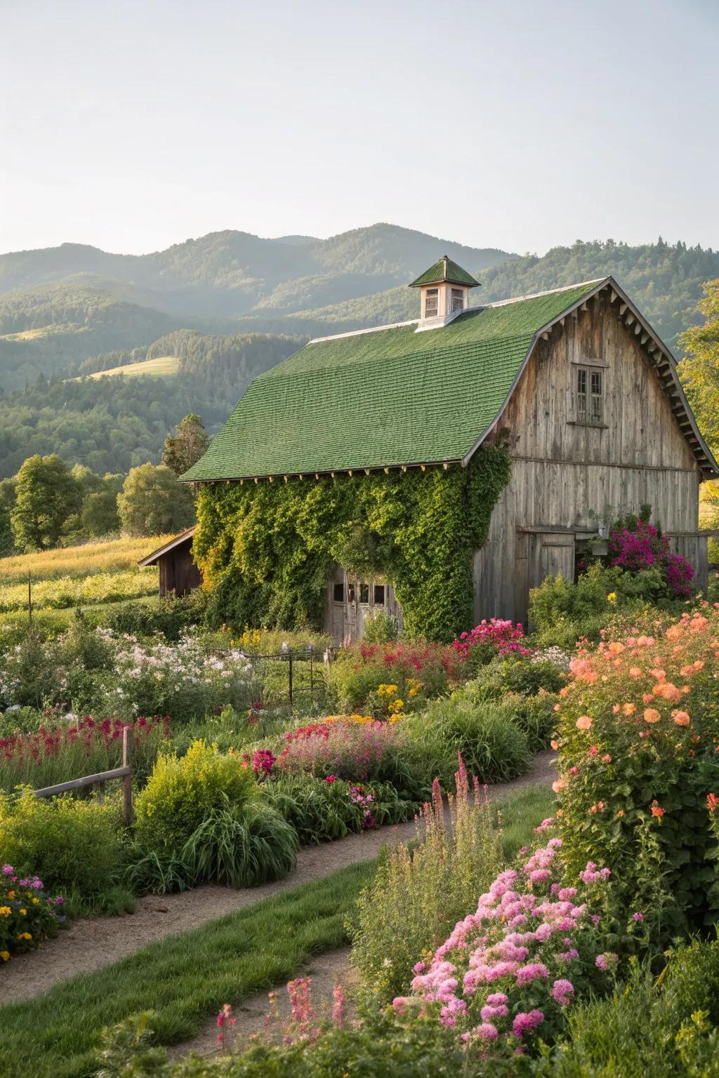 Plant-covered tops provide aesthetic and environmental benefits.