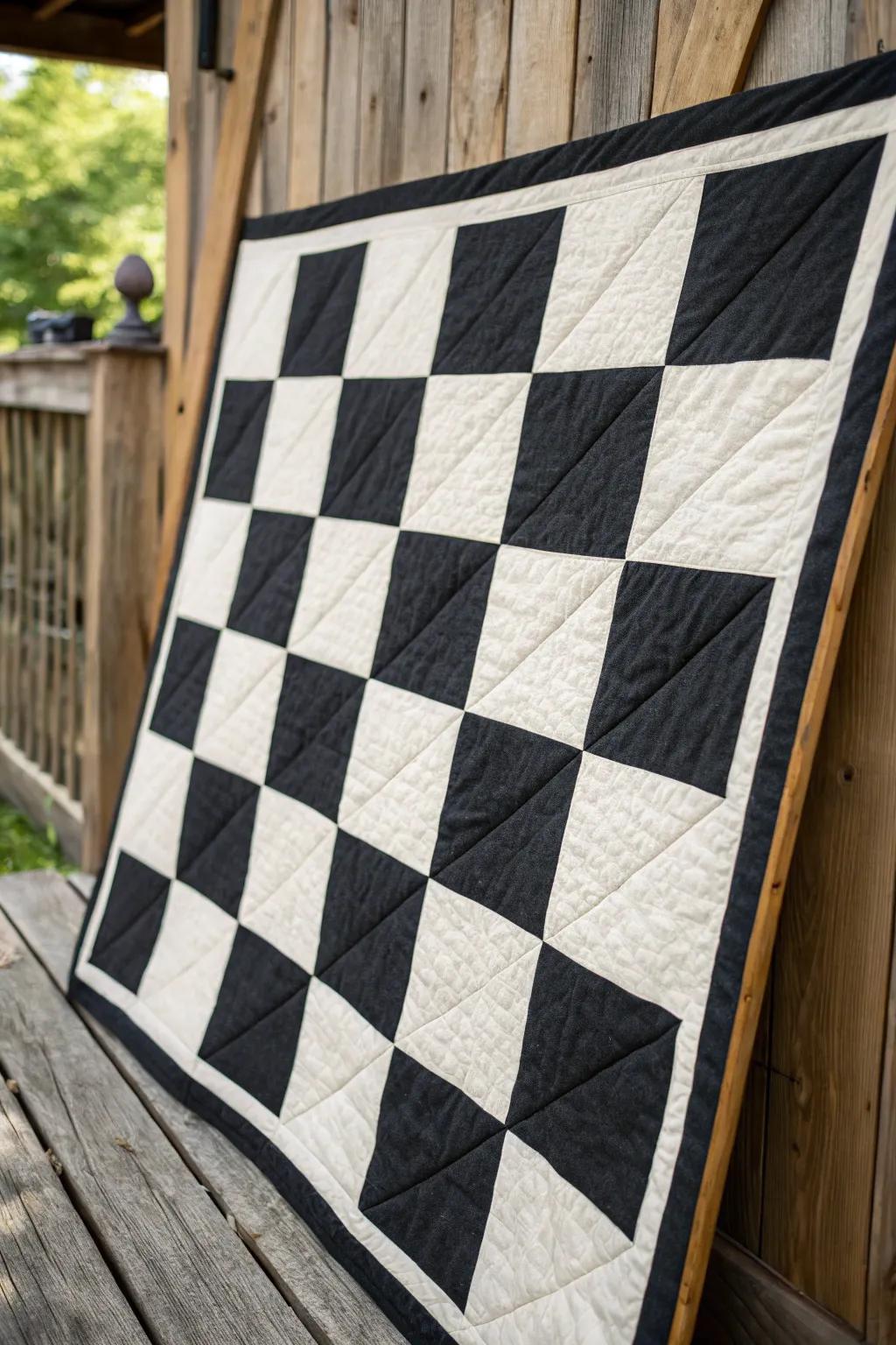 Standard checkerboard quilt design.