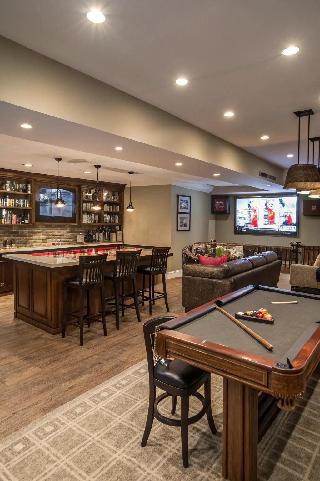 A versatile bar space for drinks and entertainment.