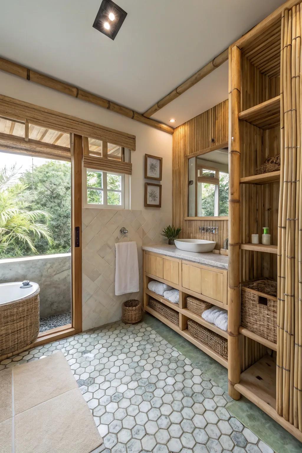 An eco-friendly bathroom layout that blends sustainability with style.