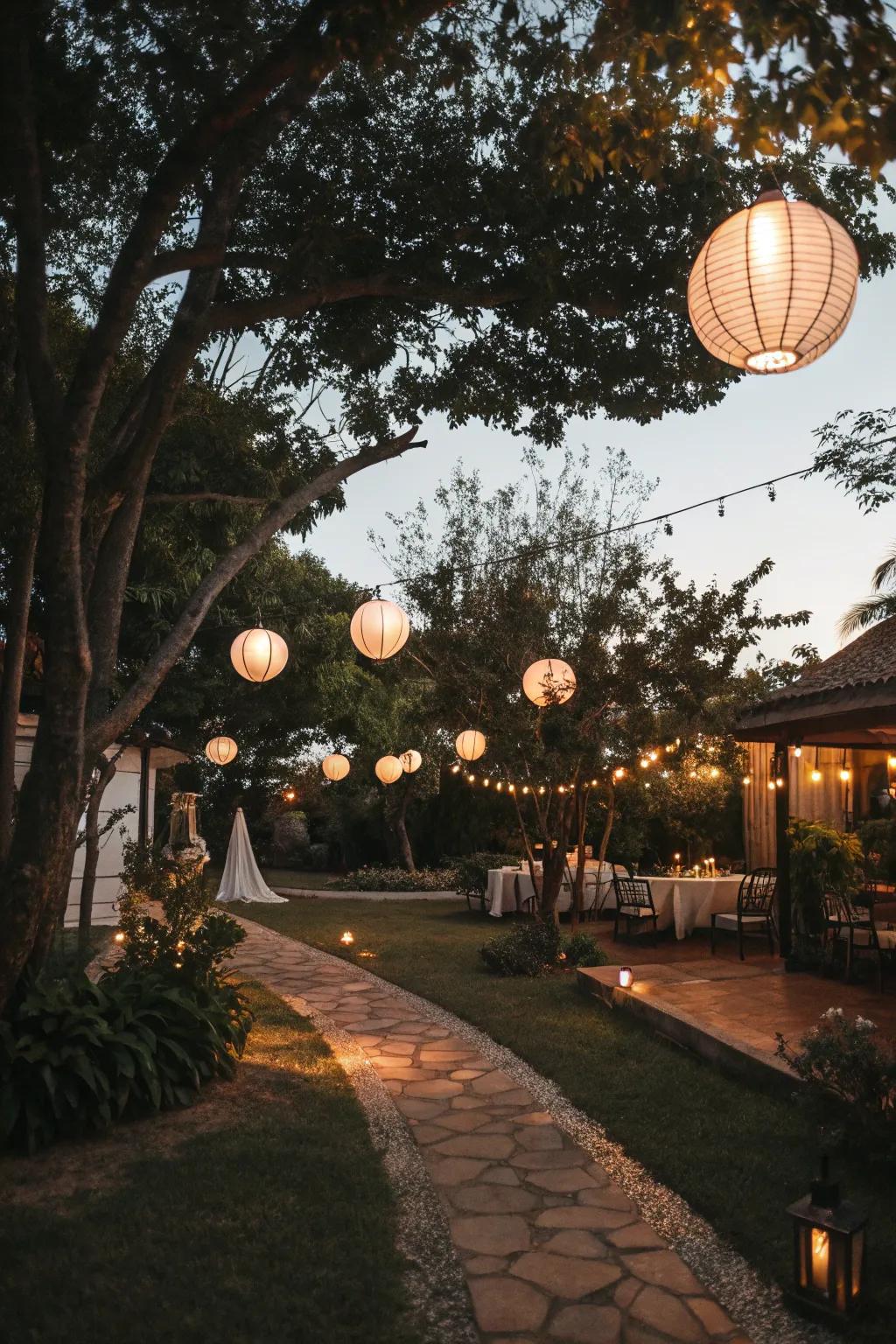 Lanterns create a cozy mood and add a nautical flair to your yard.
