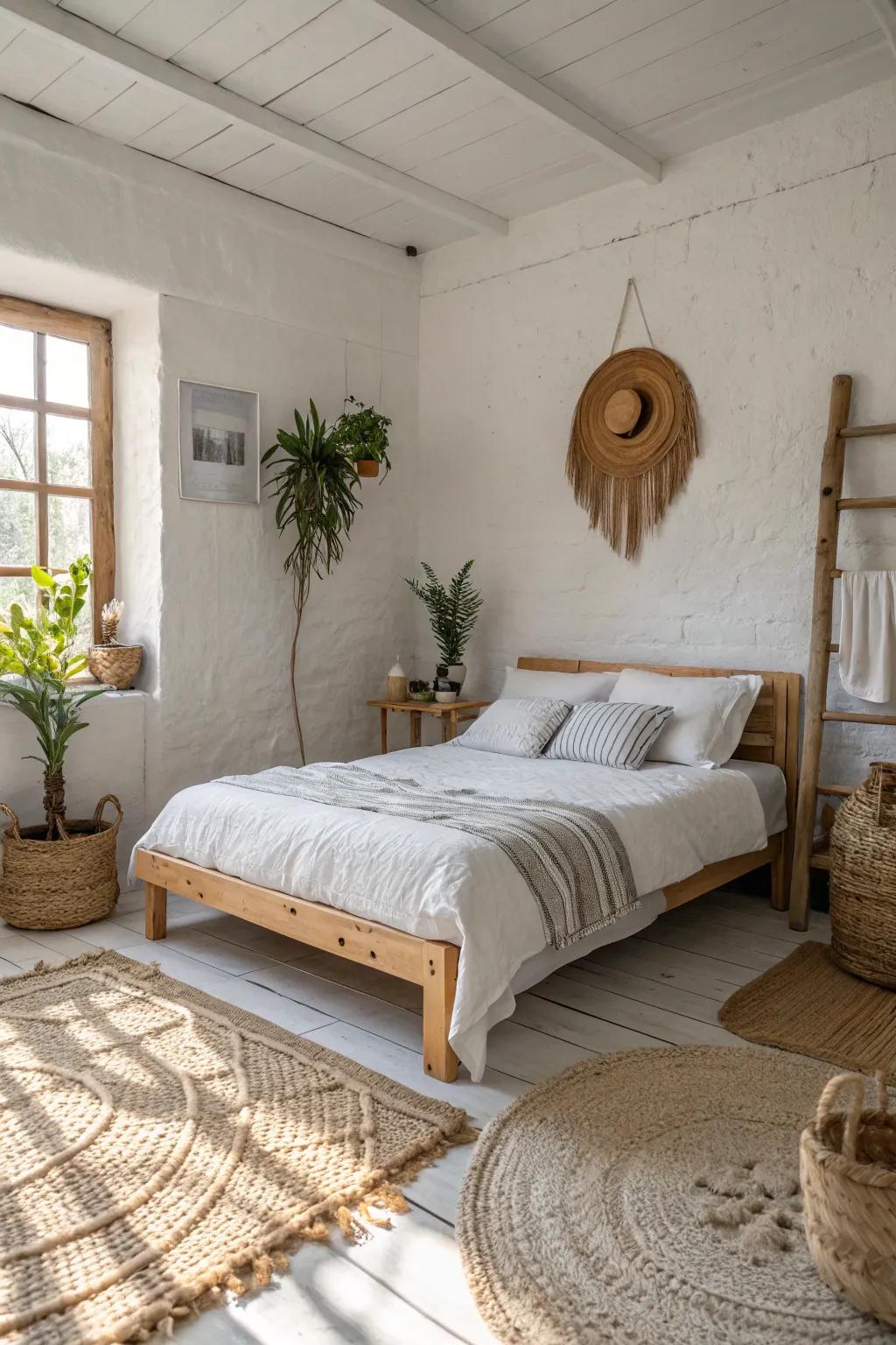 Crisp whites furnish a pristine and timeless setting for any bedroom.