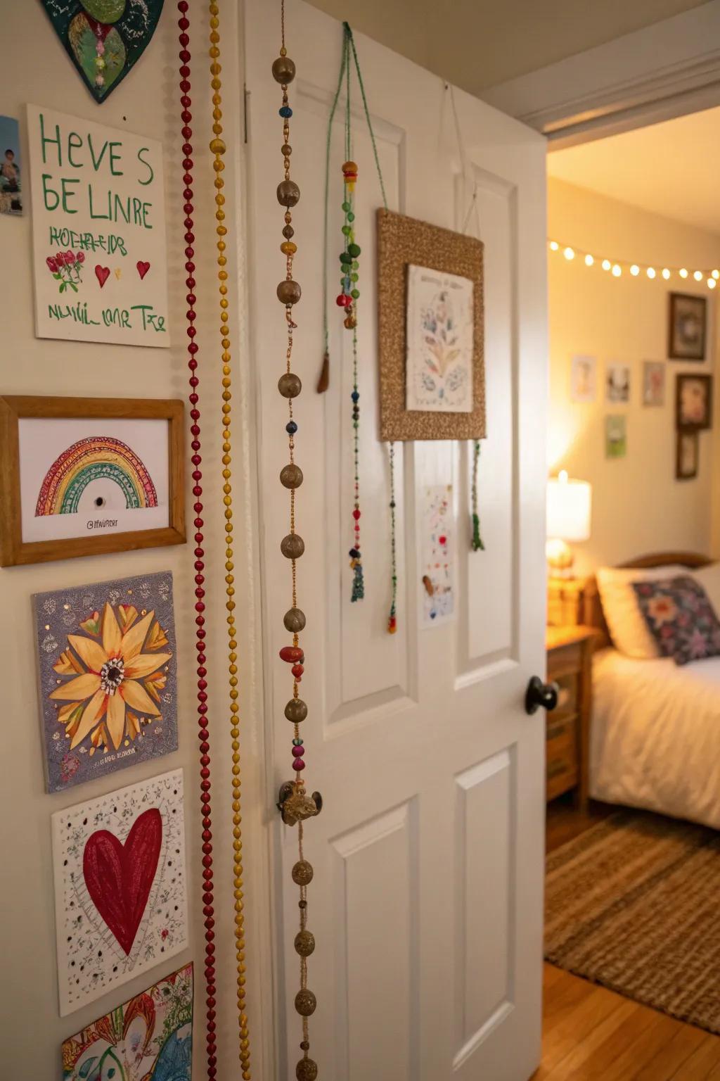 Homemade craft ventures bring a personal and imaginative flair to your bedroom door.