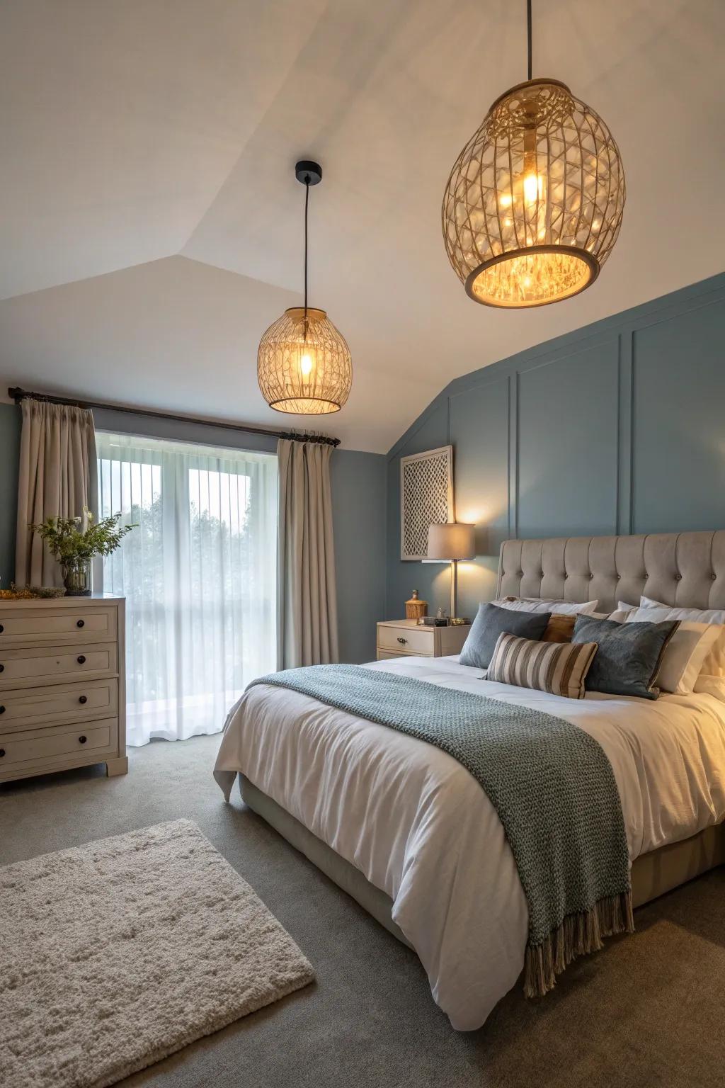 Large drops introduce dramatic flair to the bedside.