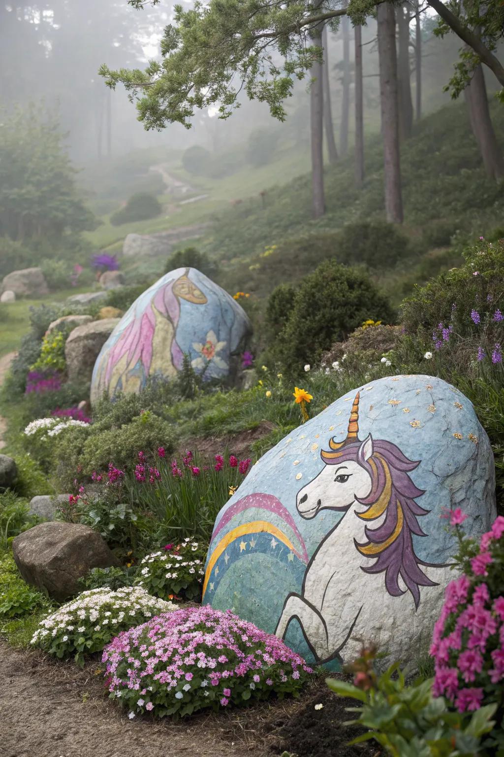 Introduce a hint of magic with unicorn-themed stone art.