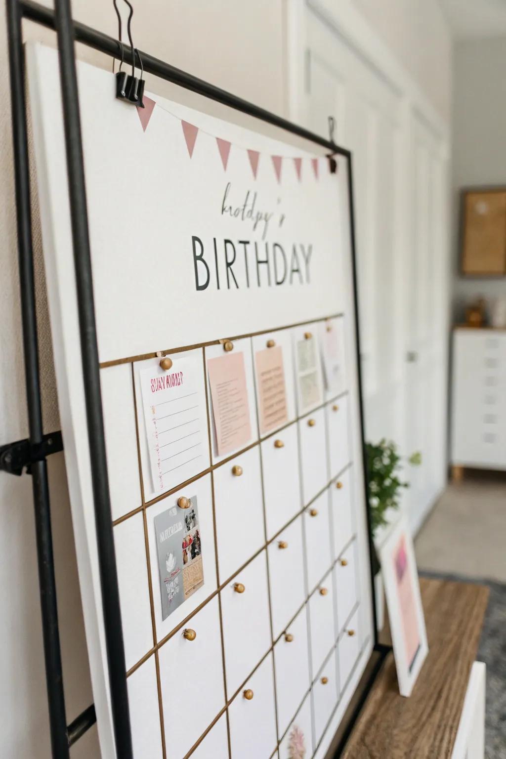 Minimalist-themed birthday board for a modern ambiance.