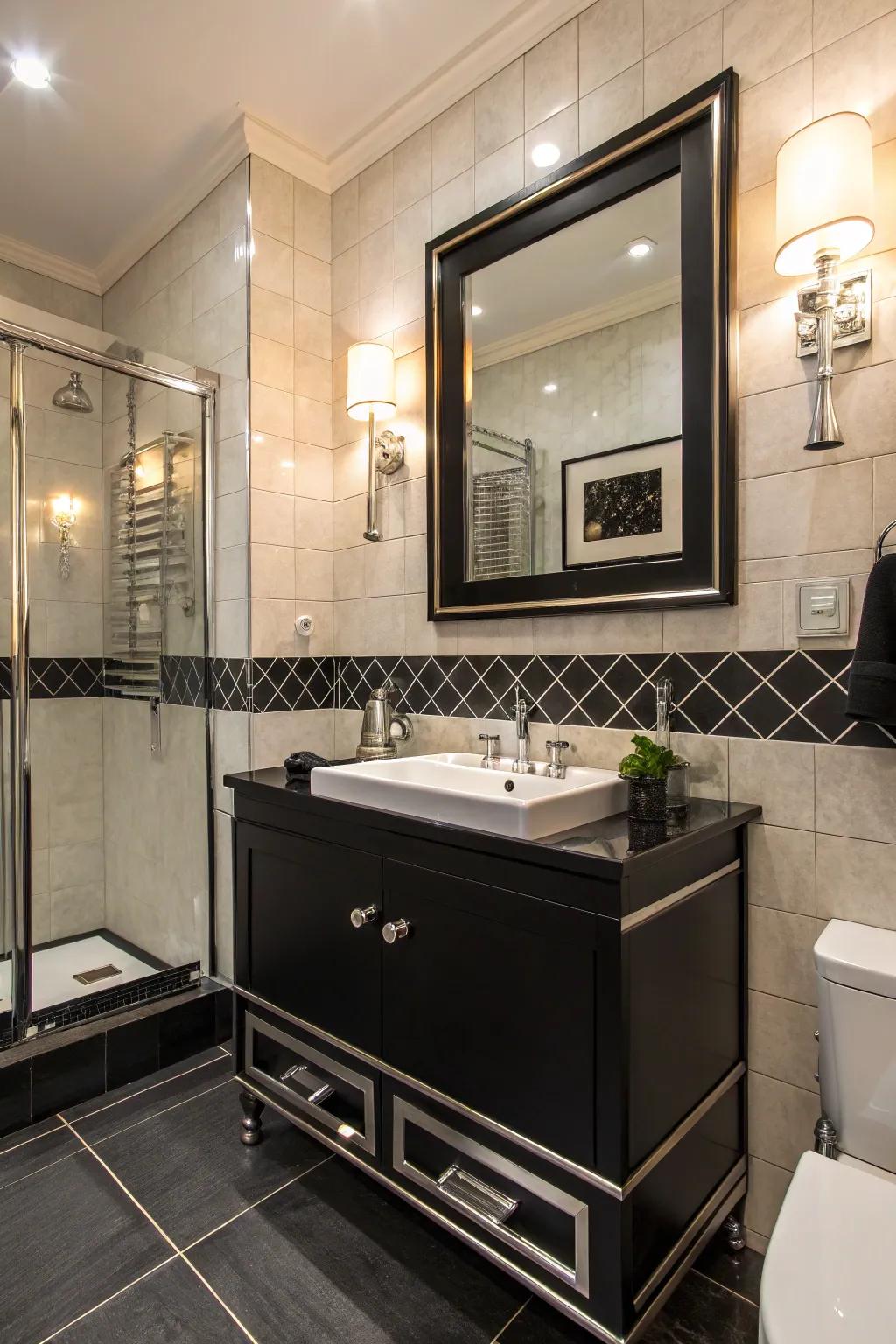 A bathroom featuring advanced fittings, adding a streamlined, contemporary touch.