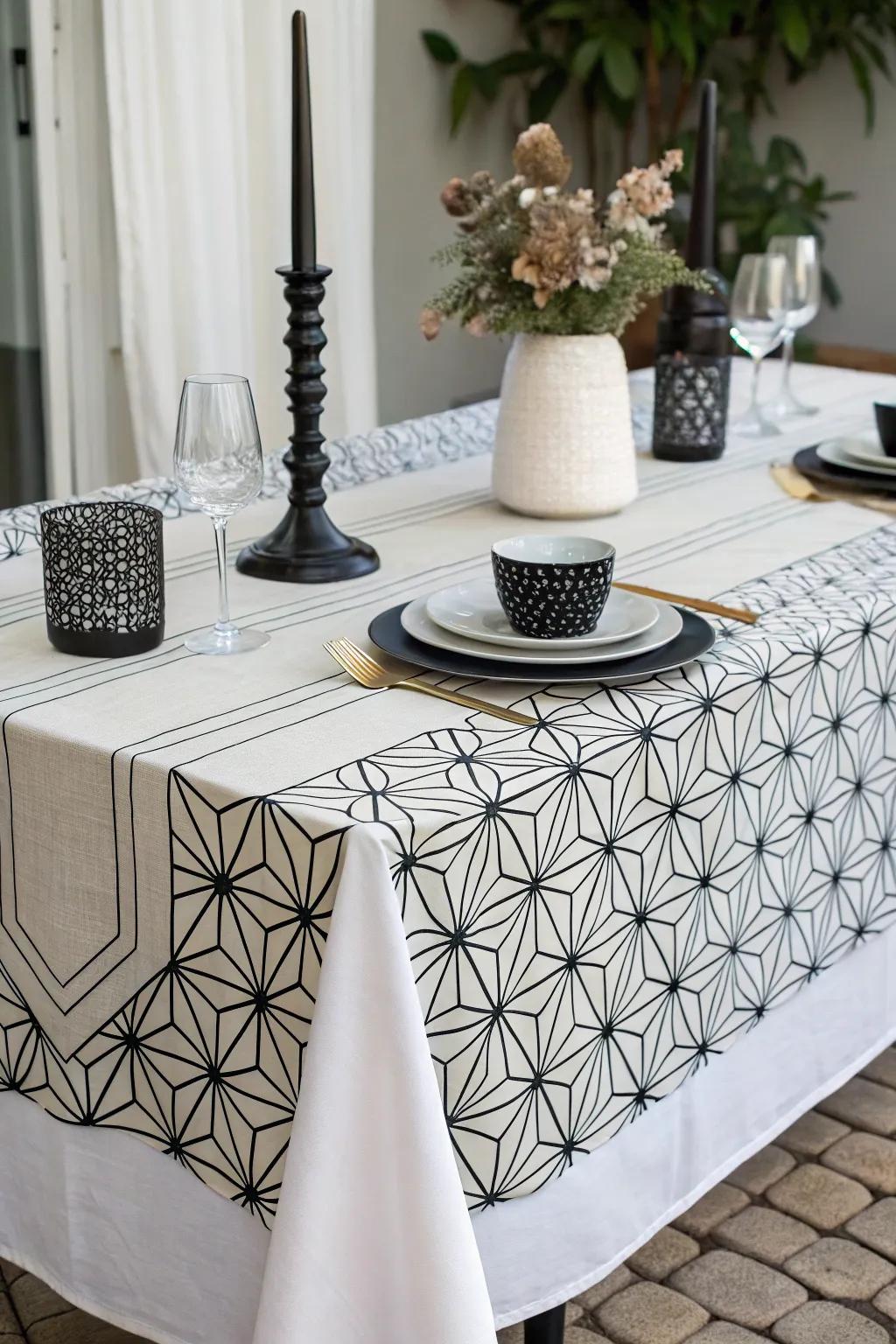 Geometric patterns contribute a contemporary vibe to the classic theme.